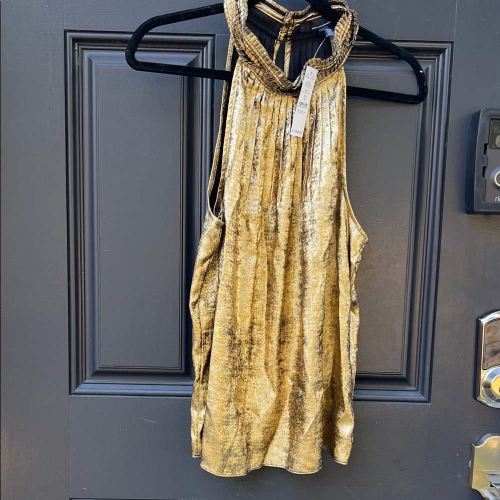 White House Black Market Shiny Gold Halter Top